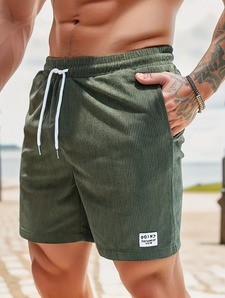 Breathable Corduroy Shorts: Men's Lace-Up Drawstring (Multiple Colors)