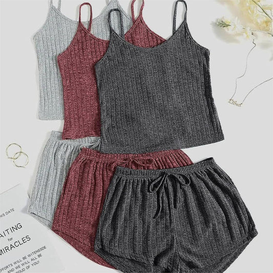 3-Pack Ribbed Cami & Shorts Set: The Ultra-Soft Loungewear Essential