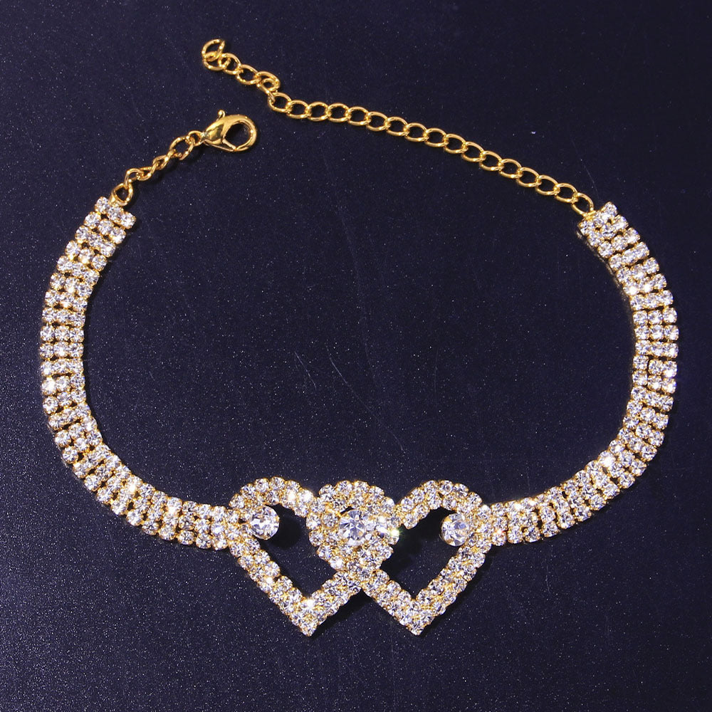 Double Heart Fashion Rhinestone Anklet