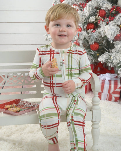 Plaid Christmas Bamboo Toddler Pajamas – Romper