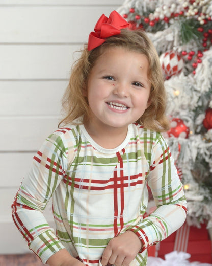 Plaid Christmas Bamboo Pajamas for Kids – Two Piece Set