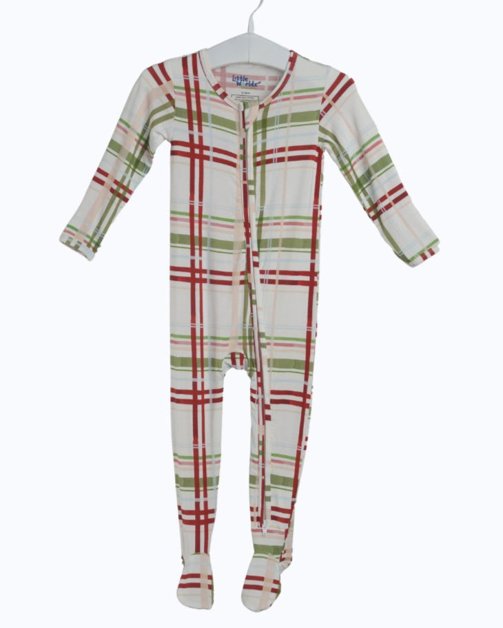 Plaid Christmas Bamboo Baby Pajamas – Zipper Footie