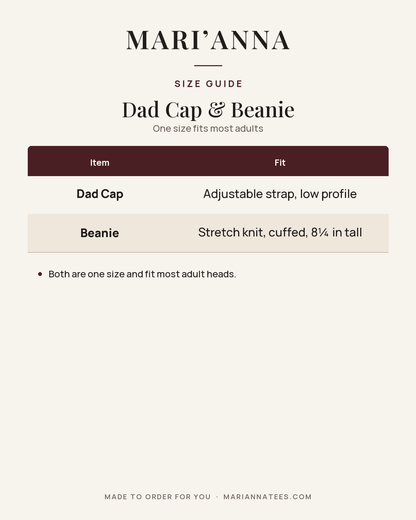 Mari'Anna Dad Cap and Beanie fit guide