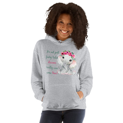 Dreams Really Can Come True Flower Baby Elephant Unisex Hoodie - Mari’Anna Tees