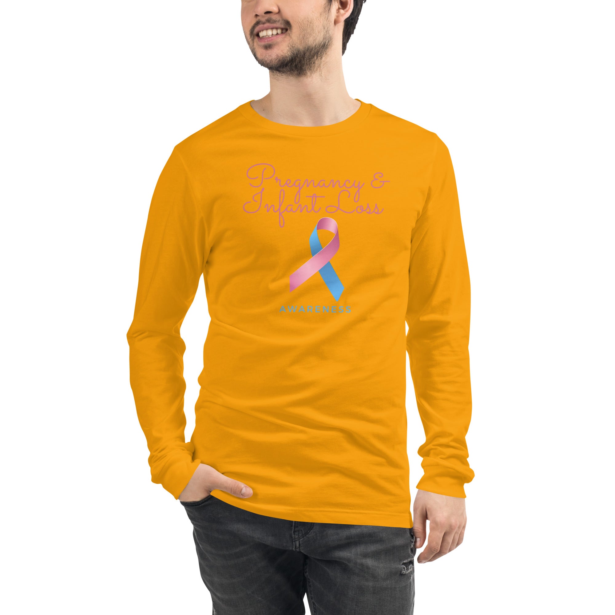 Pregnancy and Infant Loss Awareness Ribbon Unisex Long Sleeve Tee - Mari’Anna Tees