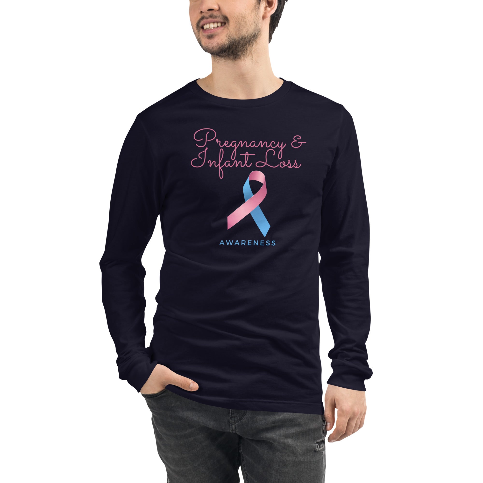 Pregnancy and Infant Loss Awareness Ribbon Unisex Long Sleeve Tee - Mari’Anna Tees