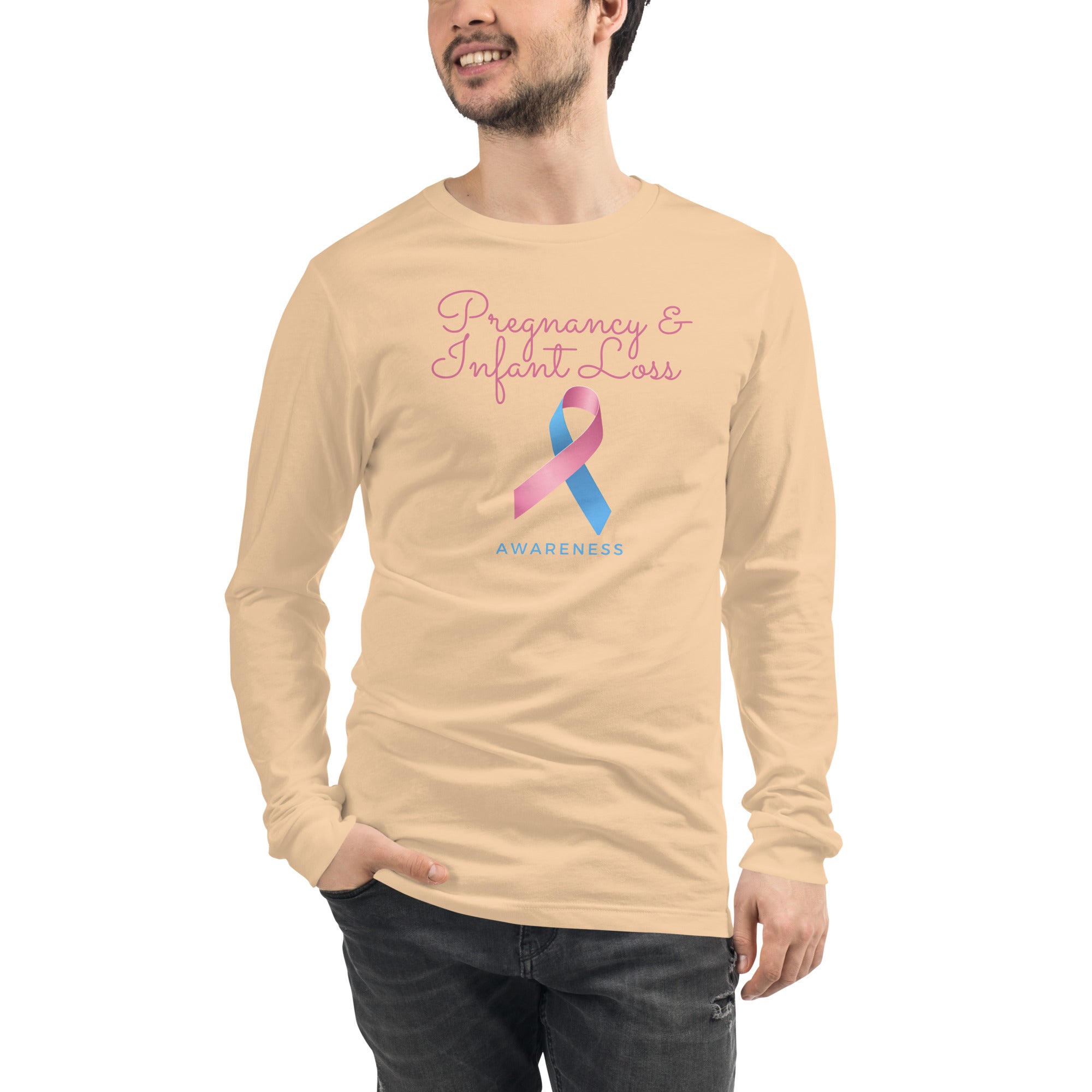 Pregnancy and Infant Loss Awareness Ribbon Unisex Long Sleeve Tee - Mari’Anna Tees