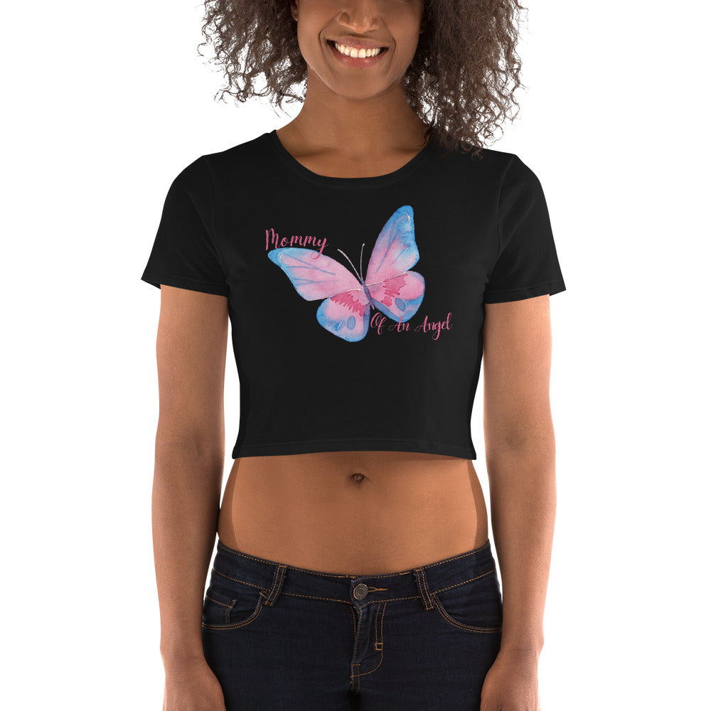 Mommy of an Angel Butterfly Women’s Crop Tee