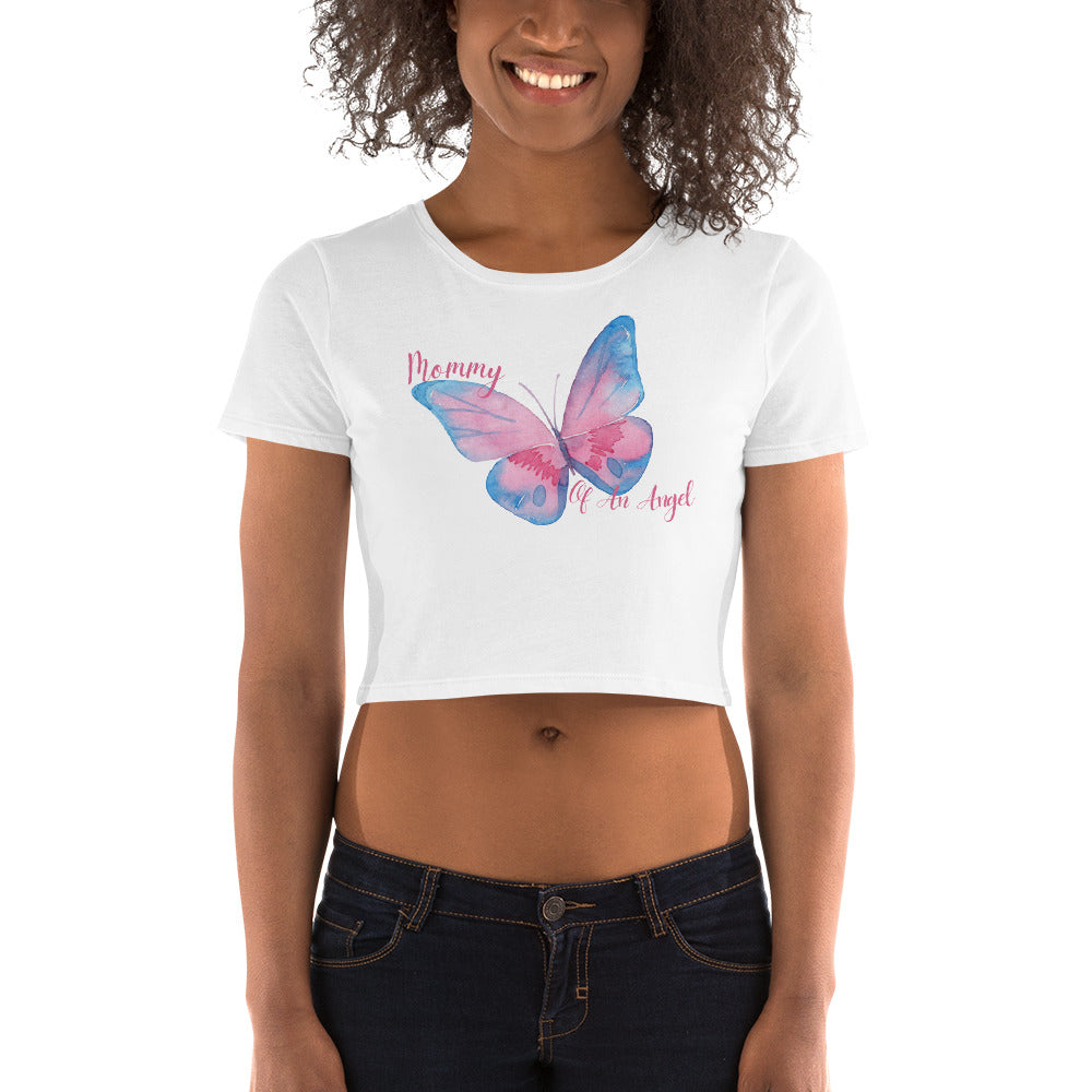 Mommy of an Angel Butterfly Women’s Crop Tee