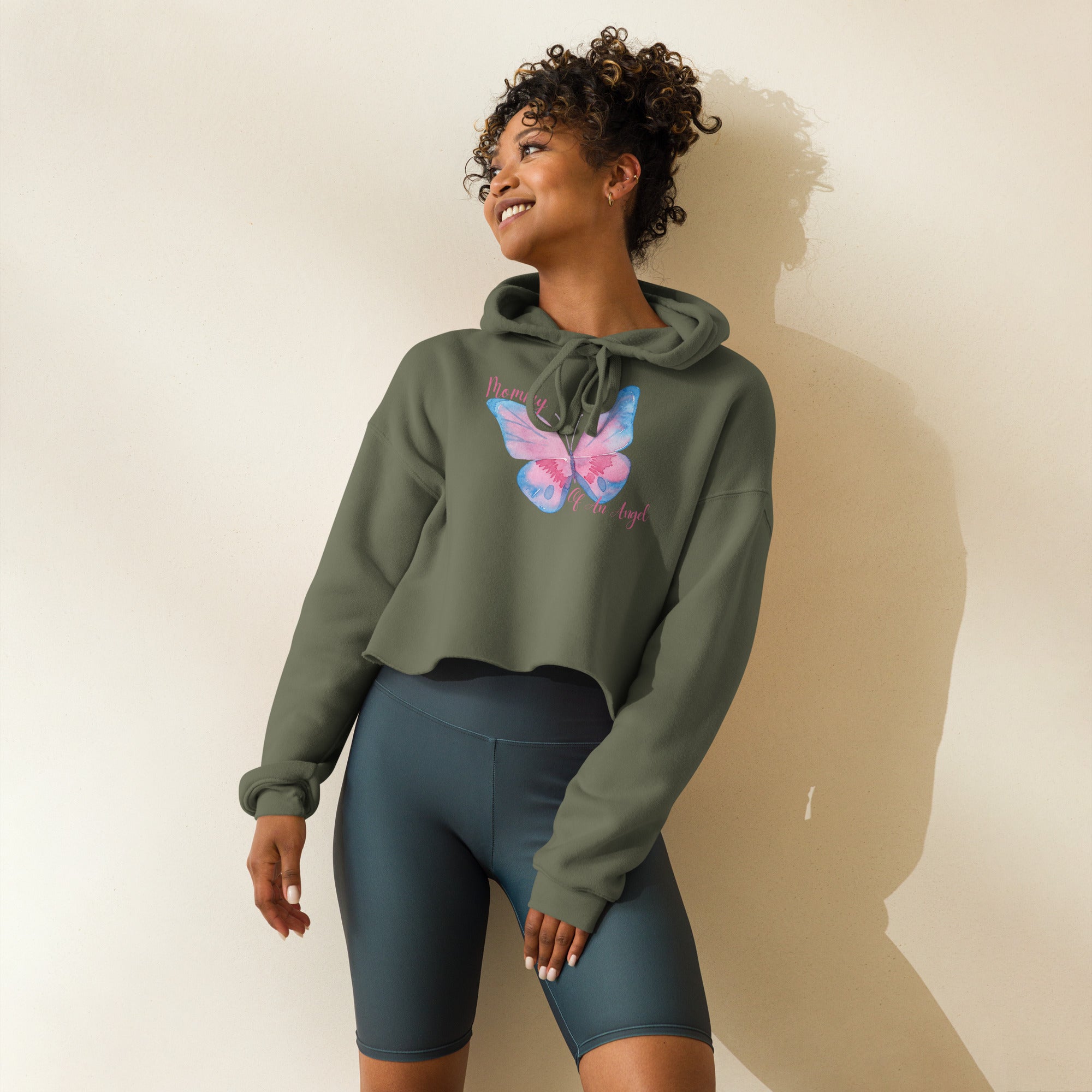Mommy of an Angel Butterfly Crop Hoodie