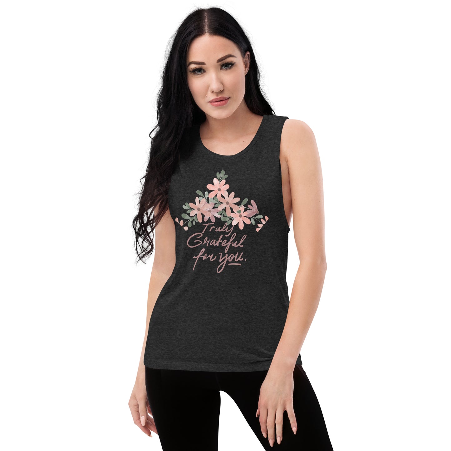 Truly Grateful For You Floral Ladies’ Muscle Tank