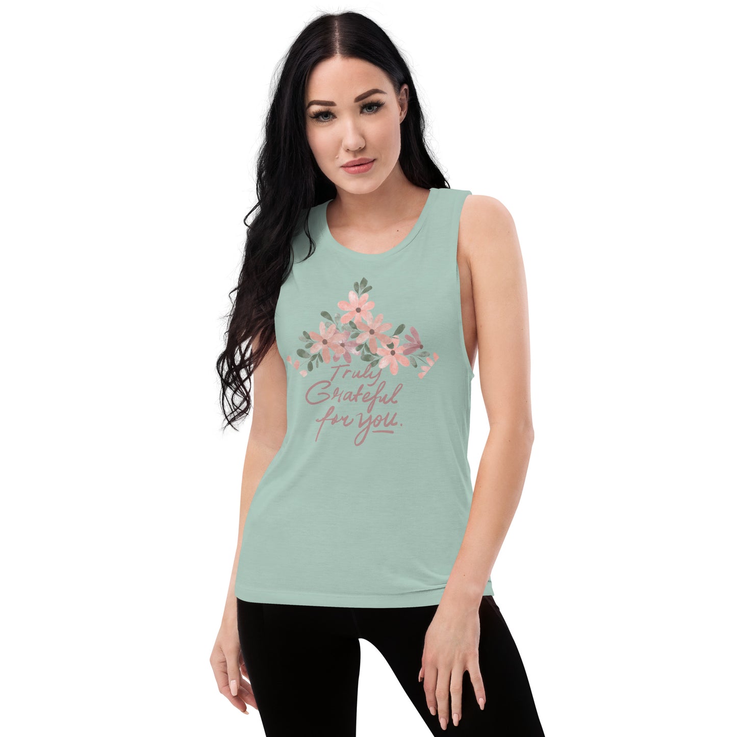 Truly Grateful For You Floral Ladies’ Muscle Tank