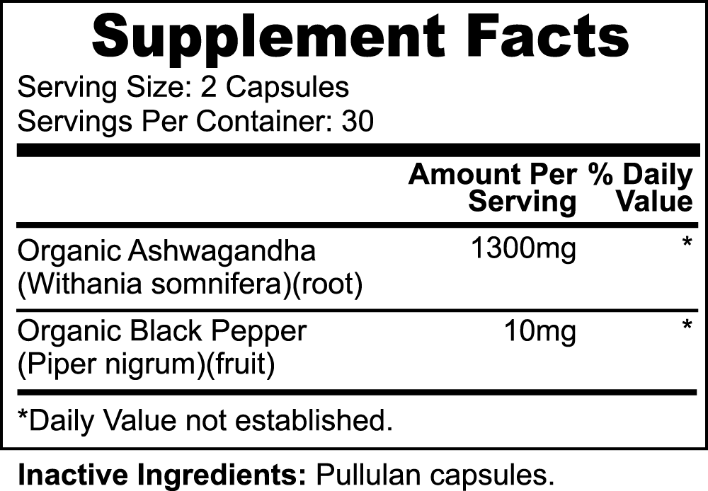 Ashwagandha Supplement 60ct Capsules DLM Wellness +